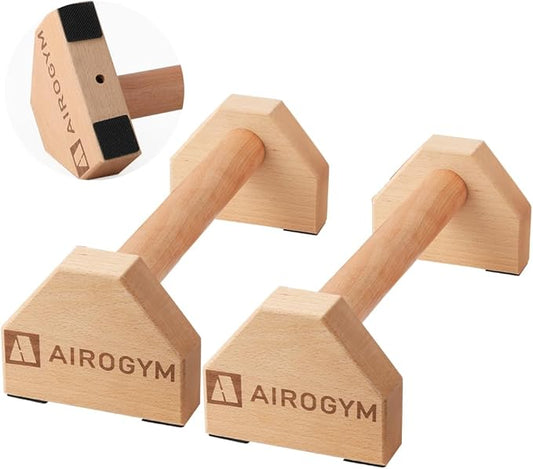 Push-up Stand, 2 PCS Wood Pushup Bars Non-Slip Base Exercise Home Workout Equipment, 30CM Wooden Parallettes Handle Stands Grip for Men Strength Training, Planks Calisthenics