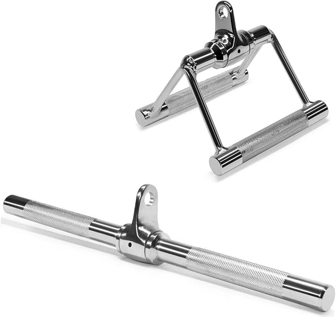 Yes4All Cable Machine Attachment, Row Handles, Tricep Rope, Straight Bar, V Bar, LAT Pulldown Accessories Load 880 LB for Home Gym