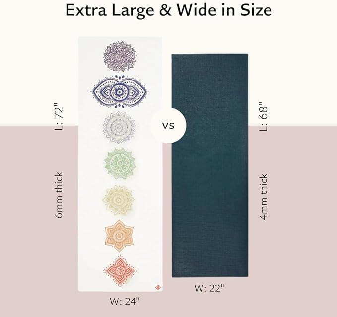 TPE Yoga Mat - Artist Designed, Premium eco friendly mats, Non Slip, Non toxic, Great For Regular & Hot Yoga, Pilates and Workouts (72 inch x 24 inch x 6mm thick)