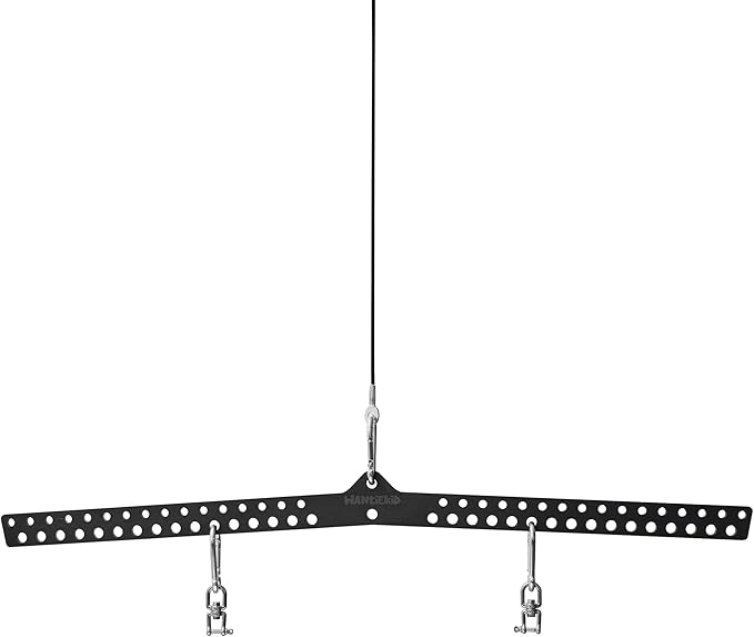 Multi-Grip LAT Pull Down Bar Hardened Powder-Coated Finish, 360° Rotating Stainless Steel Adapter, Neutral & Wide Grip Spreader Bar for Pulley System Gym & Cable Machines