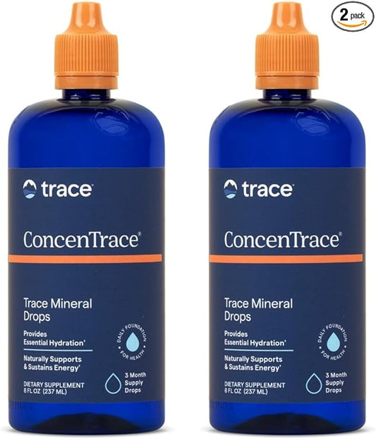 Trace Minerals ConcenTrace Trace Mineral Drops - Liquid Supplement for Bone & Joint Support - Aids Hydration & Electrolyte Restoration - Unflavored, 8 fl oz (192 Servings)