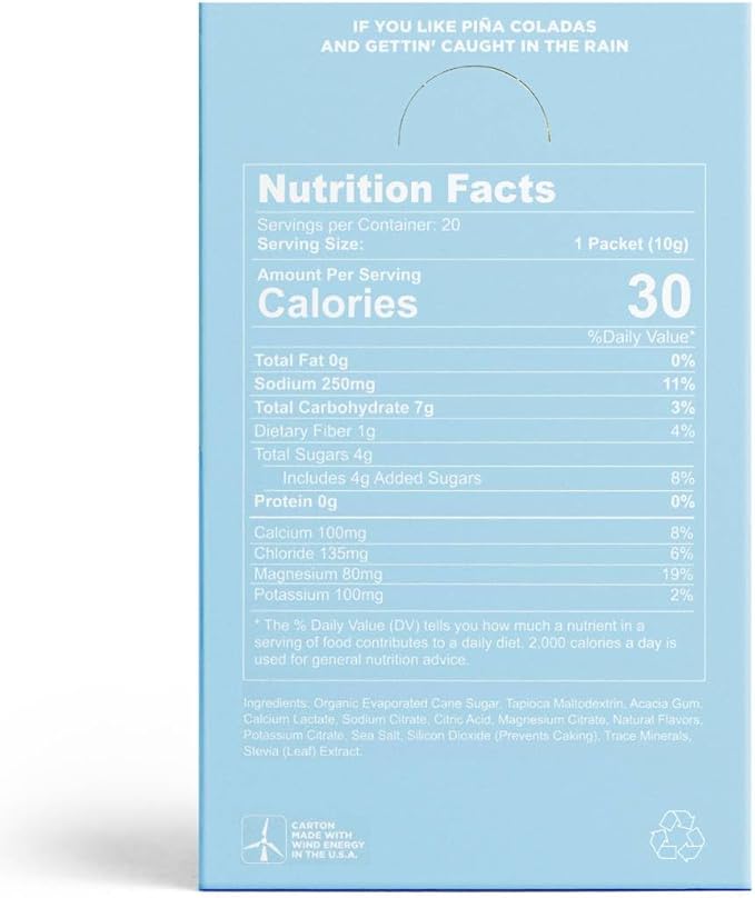 Gnarly Nutrition Hydrate Electrolyte Powder – Pina Colada Exercise Hydration Drink Mix – NSF Contents Certified – Electrolyte Solution, Performance & Recovery – Pina Colada, Box of 20 Stick Pack