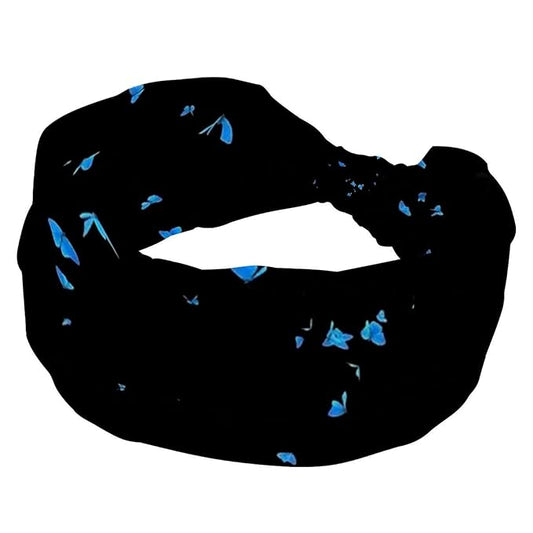 Butterfly on Black Background Headband for Women, Fashionable Sport Hairband, Elastic Wide Headbands Non Slip Workout Yoga Sport