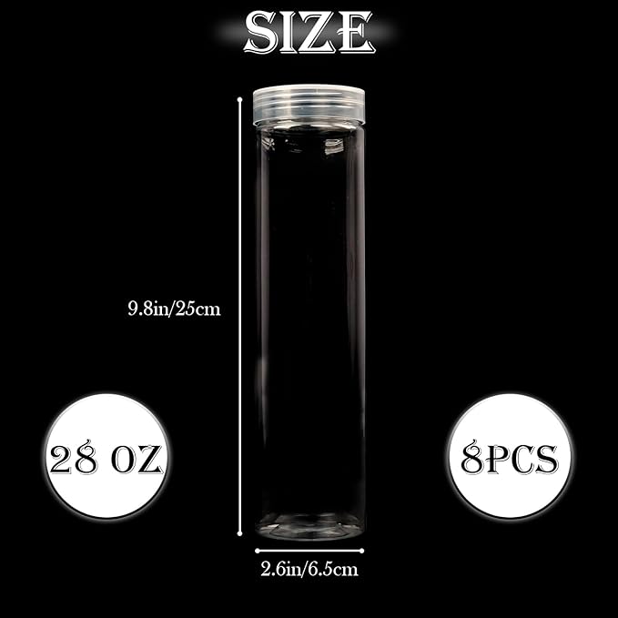 Nsmykhg Round Cracker Containers,8 Pack Saltine Cracker Storage Plastic Cracker Keeper Airtight Cracker Container Spaghetti Container,Spaghetti Container Clear Cylinder Cookie Holder for Food Storage