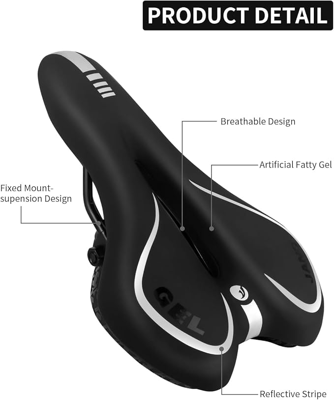MSDADA Gel Bike Seat Bicycle Saddle for Men & Women, Waterproof Bicycle Seat Comfortable Soft Cushion