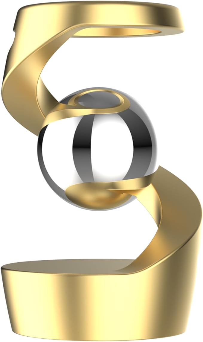 Adult Fidget Toys, Gravity Defying Kinetic Desk Toy, Metal Silent ADHD Fidget Toy for Adult, Fidget Spinner Toys for Office Desk(Gold-Silver Ball)