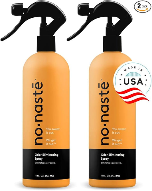 Nonaste Odor Eliminating Spray - 32 Fl Oz (Pack of 2) - Shoe & Yoga Mat Spray, Boxing Glove Deodorizer, Gym Bag Deodorizer, Fabric Odor Eliminator - No Washing Needed