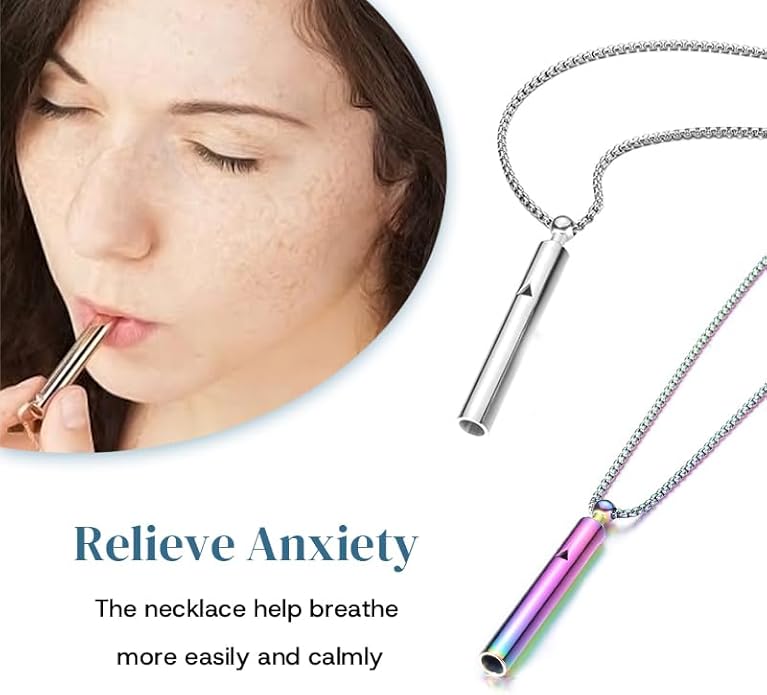 Anxiety Breathe Easy Necklace Mindfulness Breathing Necklace Breathlace Stainless Steel Pendant for Natural Calm & Stress Relief