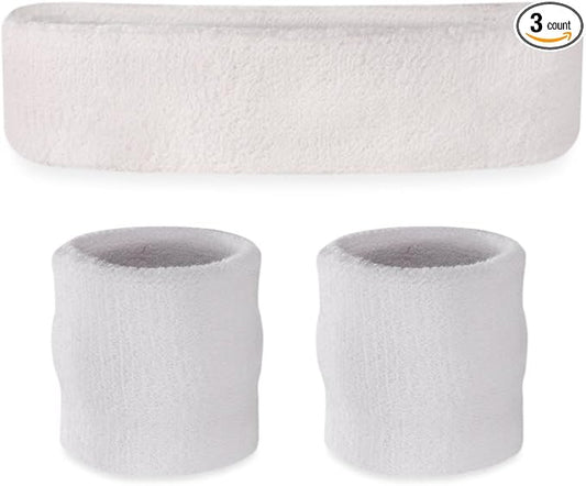 Suddora Sweatbands for Kids, Moisture Wicking 2 Wristbands and 1 Headband Set, Soft and Skin-Friendly Fabric, Moisture-Wicking Athletic Sweat Bands for Basketball, Baseball, Soccer