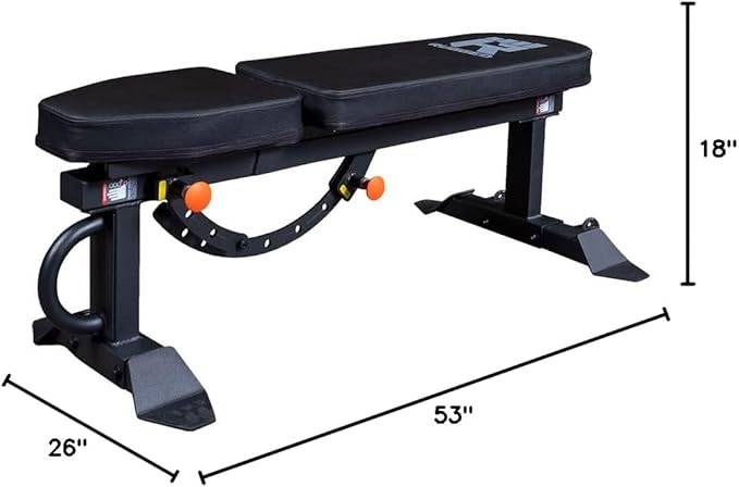 Rugged Strength & Fitness Flat Incline Adjustable Bench, 1500 lb Capacity