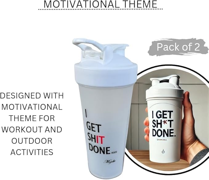 Blender Shaker Bottles for Protein, 28oz Portable Leakproof Pre-Workout Nutrition Water Bottle, BPA-Free Gym Protein Shaker for Sports & Outdoor Motivational Protein Shaker (Orange/Silver)