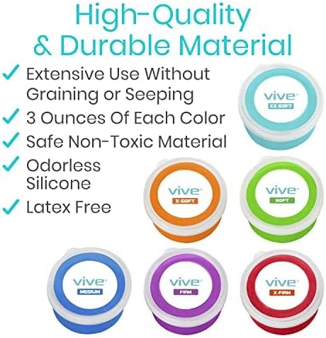 Vive Therapy Putty For Adults, For Hand Therapy (2 Pack) - Occupational Sensory Stress Relief Tools - for Physical Exercise, Finger Pain, Grip Strength, Rehab, Arthritis, Forearms, Fidgeting, Motor Skills