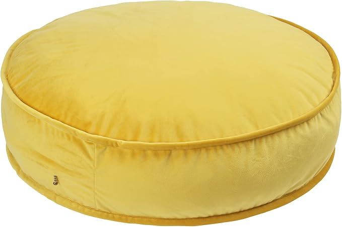 Round Floor Pillow Cover Velvet Throw Seating Pouf Yoga Meditation Cushion Plush Case Reading Room Decor Cover Only (25.6IN, Yellow)