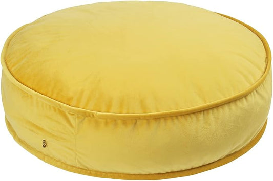 Round Floor Pillow Cover Velvet Throw Seating Pouf Yoga Meditation Cushion Plush Case Reading Room Decor Cover Only (25.6IN, Yellow)