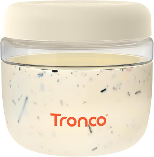 Tronco 24 oz Glass Lunch Bowl Container with Lid, Reusable Glass Food Container for Salad, Snack,Yogurt, Soup Food Storage, Meal Prep, Airtight, Leak & Spill Proof, Dishwasher Safe, BPA-Free, Set of 1