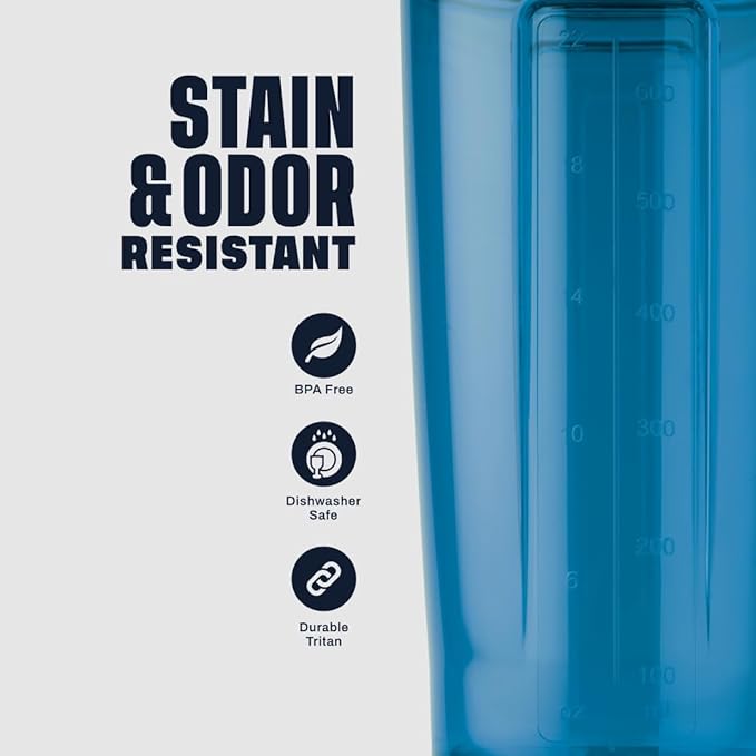 BlenderBottle Shaker Bottle Pro Series Perfect for Protein Shakes and Pre Workout, 24-Ounce, Ocean Blue