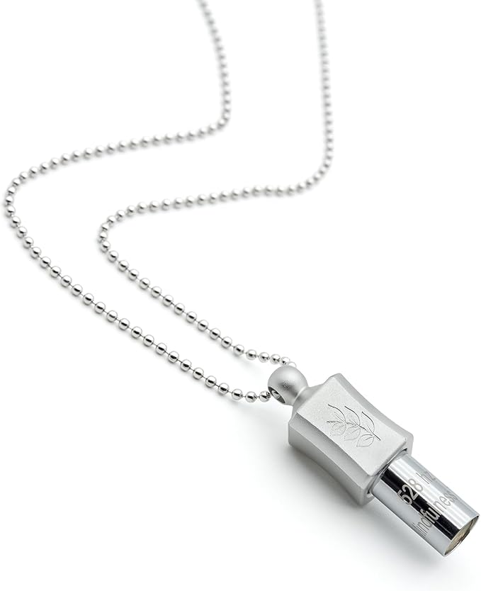 528 Hz Meditation Necklace, Breathing Necklace Frequency Sound Healing Device by Adjusting, Quit Smoking Necklace, The Breathing for Anxiety & Stress Relief Mindfulness (Silver)