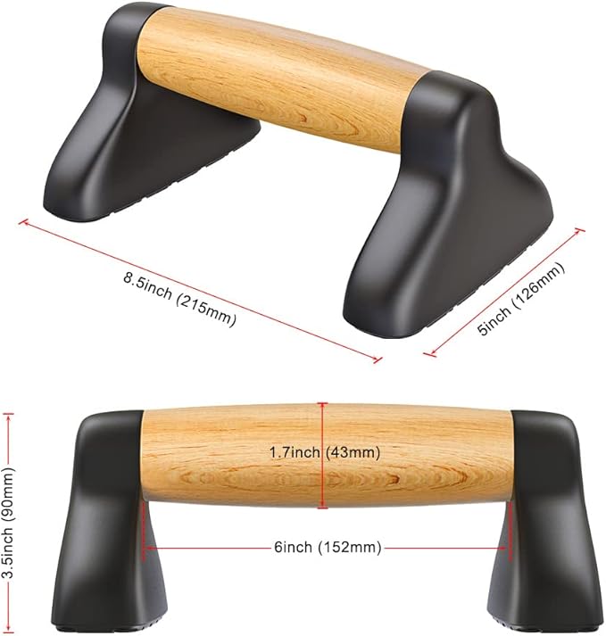 Push Up Bars, Wooden Push Up Handles for Floor, Sturdy Pushup Stands for Men & Women Home Gym Strength Training Equipment Fitness, Wood Pushup Bar Handle Grip, 2 Pack