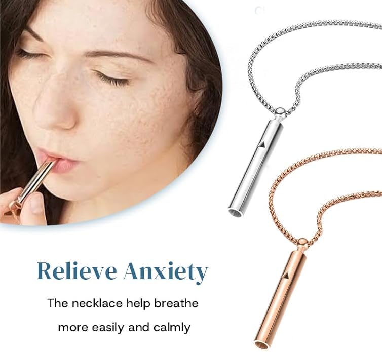 Anxiety Breathe Easy Necklace Mindfulness Breathing Necklace Breathlace Stainless Steel Pendant for Natural Calm & Stress Relief