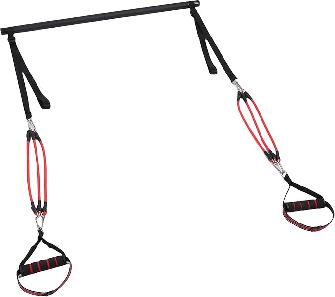 Pilates Bar with Resistance Bands Pilates Toning Bar Kit with 6 Adjustable Fitness Bands Workout Equipment for Core Arms Back Legs Home Gym Travel