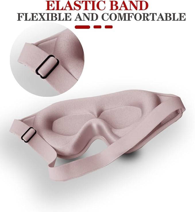 Sleep Mask, 3D Deep Contoured Eye Covers for Sleeping, 99% Block Out Light Eye Mask,Zero Pressure Cup Blindfold for Men Women, with Adjustable Strap for Sleeping, Yoga, Traveling (Pink)