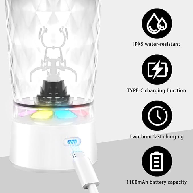 Electric Protein Shaker Bottle, USB Rechargeable Mixing Cup, Water Drink Mixer Portable Bottles for Gym Sport, BPA-Free Tritan, 22oz