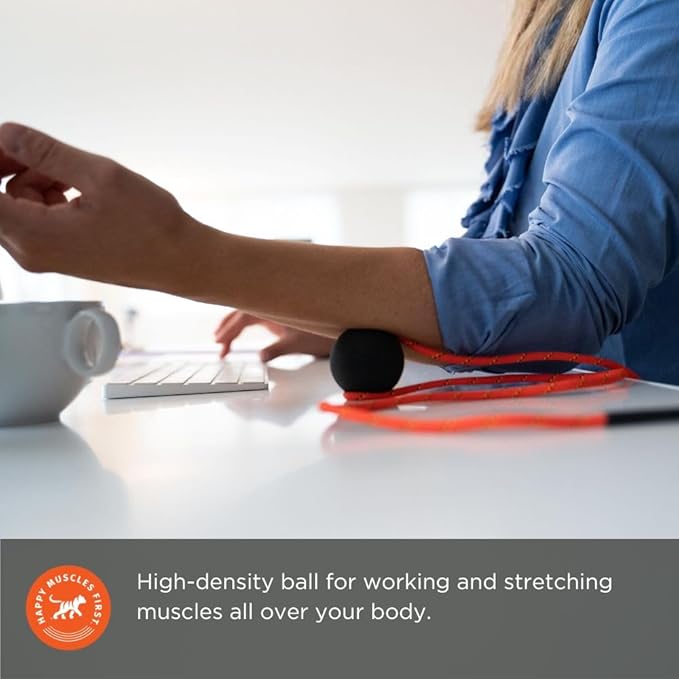 Tiger Tail Tiger Ball 1.7 Foam Roller Ball + 50”+ Corded Rope – Deep Tissue Massage Ball: Feet, Legs, Neck, Back – Trigger Point Massage Therapy – Relieve Muscle Soreness – Muscle Recovery