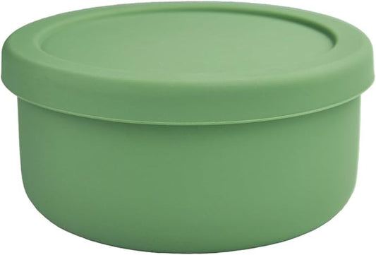 XU&PEIQI 24oz Silicone Food Storage Containers,Round Bowls with Lids - Meal Prep Containers for Kitchen Serving, Salad & Lunch - Airtight, Microwave/Fridge/Dishwasher Safe, BPA-Free (Grass green)