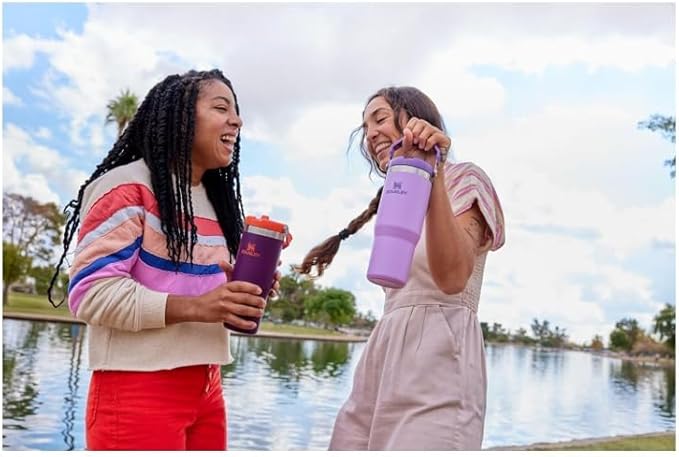 Stanley IceFlow Flip Straw Tumbler with Handle 30 oz | Twist On Lid and Flip Up Straw | Leak Resistant Water Bottle | Insulated Stainless Steel |BPA-Free | Plum