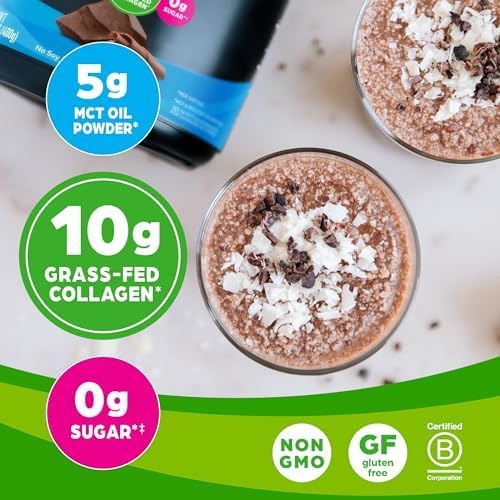 Orgain Keto Collagen Protein Powder with MCT Oil, Chocolate - Paleo Friendly, Grass Fed Hydrolyzed Collagen Peptides Type I and III, Dairy Free, Gluten Free, Soy Free, 0.88 Lb (Packaging May Vary)