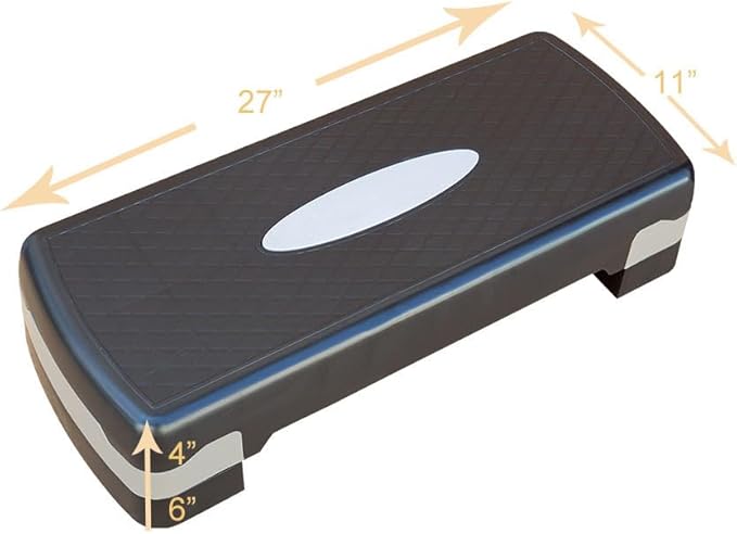 Height-Adjustable 4''-6'' Step Aerobics Platform Fitness Equipment Stepper Trainer Exercise Step Platform with 2 Riser