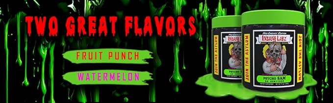 Insane Labz Psycho Sam, High Stimulant Pre Workout Powder, 30 Srvgs (30 Servings (Pack of 1), Fruit Punch