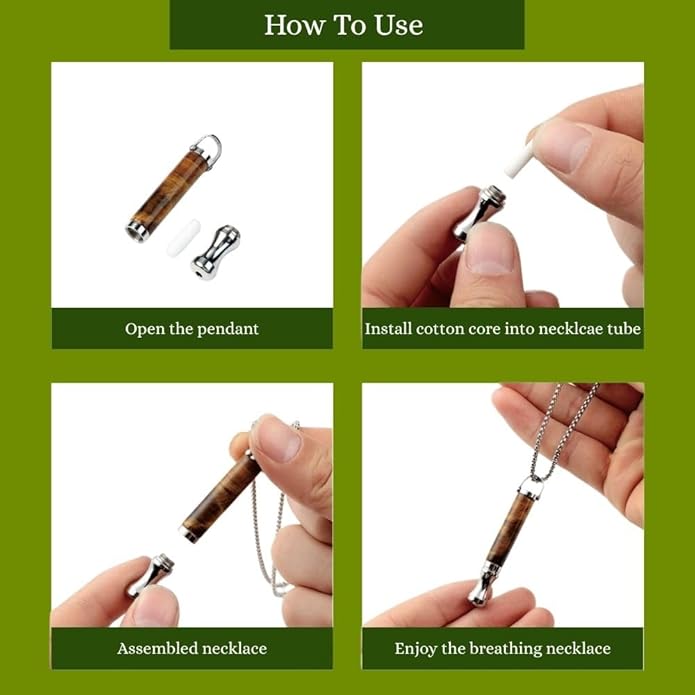Breathing Necklace for Stress Relief, Breathe Free Necklace to Quit Smoking, Breathing Tool for Meditation, Mindful