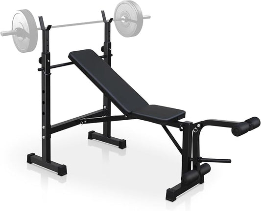 Folding Olympic Weight Benches for Home Gym, Bench Press Rack with Squat Rack with Squat Rack, Adjustable Workout Benches for Dumbbell Exercise, Workout Bench for Home Gym Full-Body