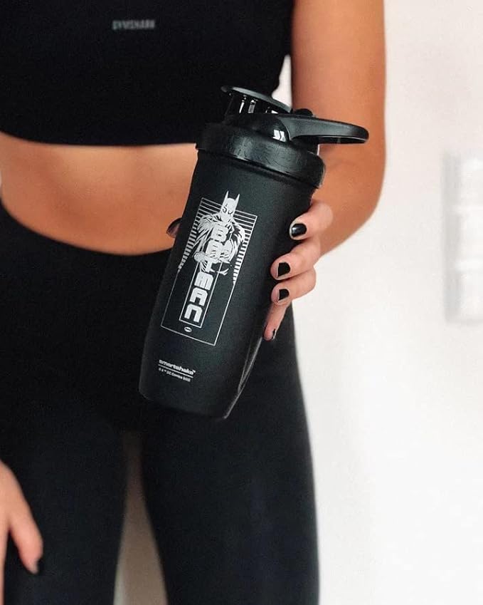 Smartshake DC COMICS Reforce Stainless Steel Protein Shaker Bottle 900 ml | 30 oz - Leakproof Screw-on Lid - BPA Free – Unisex - Non Insulated - Batman