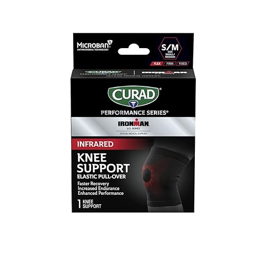 CURAD Performance Series IRONMAN Infrared Knee Support, Elastic Knee Sleeve for Pain Management, Compression Support for Enhanced Recovery and Performance, Powered by CELLIANT Technology, Small/Medium