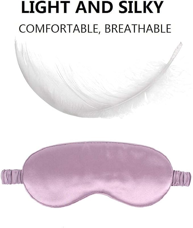 Silk Satin Sleeping Eye Mask, Light Purple Sleep Eye Mask Night Blindfold for Women and Men, Soft Breathable Blackout Eyeshade Eye Cover for Travel, Wedding Bridesmaid Gift