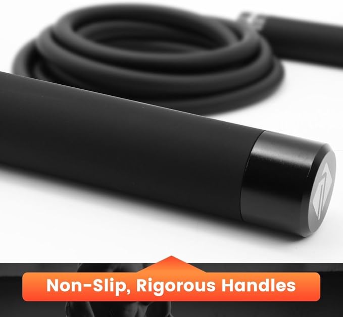 FEECCO Weighted Jump Rope - Heavy PVC Ropes with Metal Handles and Ball Bearings