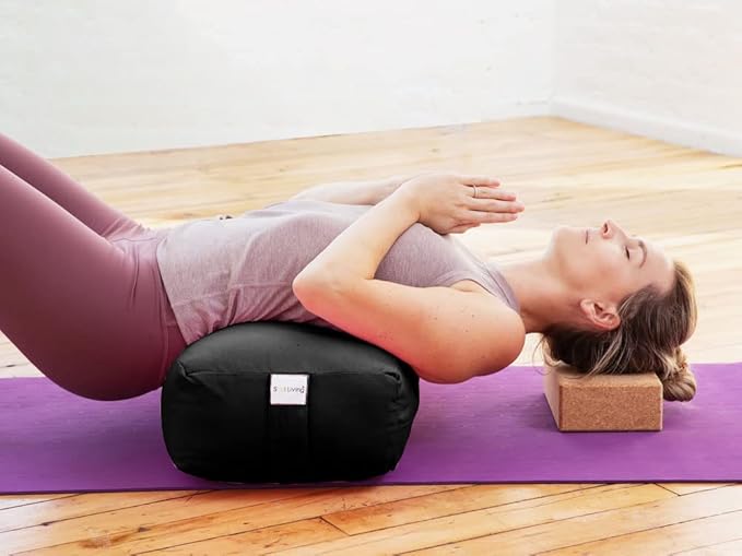 Sol Living Yoga Bolster Pillow Rectangular Meditation Cushion Cotton Meditation Accessories for Restorative Yoga Meditation Pillow Yoga Pillow Firm Body Pillow Bolster Pillow for Legs Removable Cover