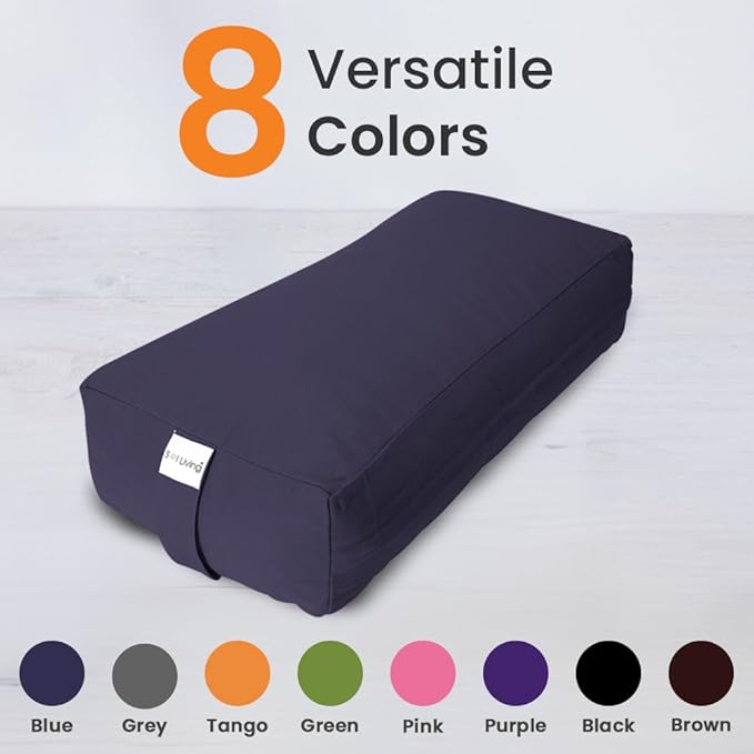 Sol Living Yoga Bolster Pillow Rectangular Meditation Cushion Cotton Meditation Accessories for Restorative Yoga Meditation Pillow Yoga Pillow Firm Body Pillow Bolster Pillow for Legs Removable Cover