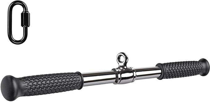 SELEWARE Rotating Straight Bar Cable Machines Attachments for Gym, Pull Down Bar Press Down Bar with Non-Slip Rubber Handle, Universal Attachment for Cable Machines