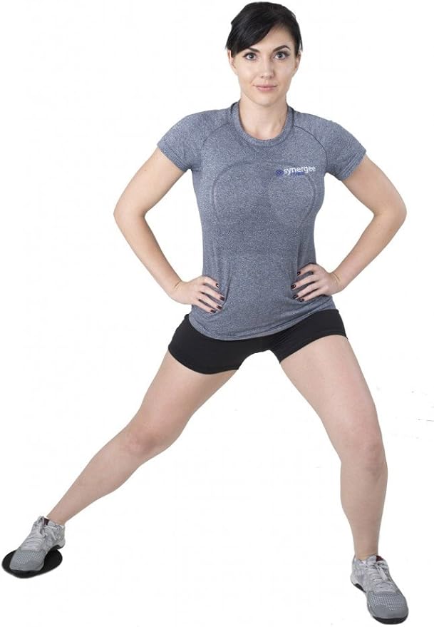 Synergee Core Sliders. Dual Sided Use on Carpet or Hardwood Floors. Abdominal Exercise Equipment