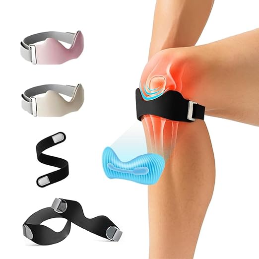 Patella Band for knee Pain Relief during exercise | Adjustable Patellar Tendon Support Strap for Running | Sports & Support | Tendonitis & Jumper's | Made with Silicone & Polyamide. (black)