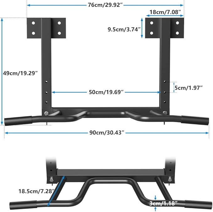 Wall Mount Pull Up Bar, Joist Mount Pull Up Bar, Beam and Rafter Mounted Chin Up Bar for Home Gym With Wood Mount and Wall Mount Screws