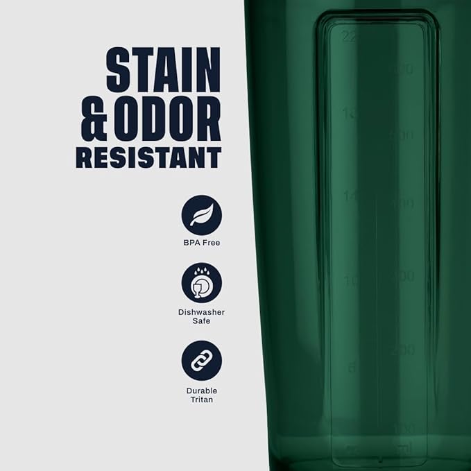 BlenderBottle Shaker Bottle Pro Series Perfect for Protein Shakes and Pre Workout, 24-Ounce, Green