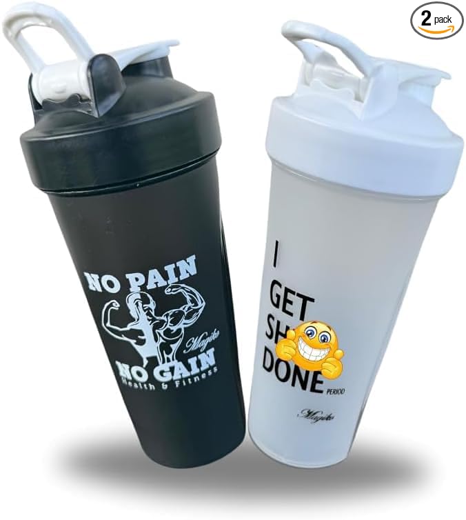Blender Shaker Bottles for Protein, 28oz Portable Leakproof Pre-Workout Nutrition Water Bottle, BPA-Free Gym Protein Shaker for Sports & Outdoor Motivational Protein Shaker (Black/Silver)