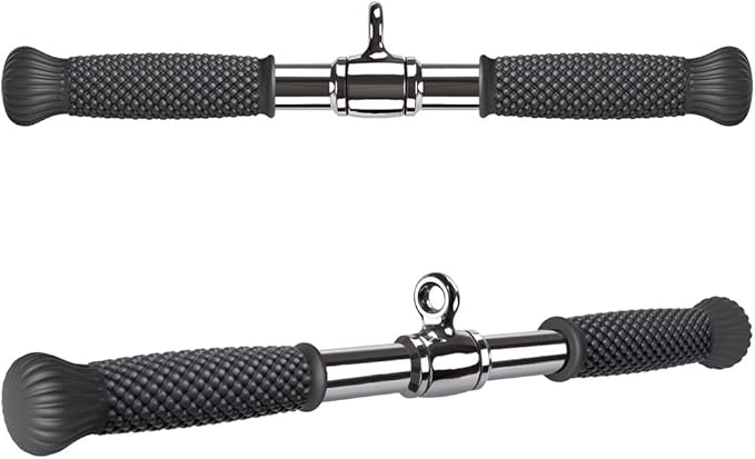 SELEWARE Rotating Straight Bar Cable Machines Attachments for Gym, Pull Down Bar Press Down Bar with Non-Slip Rubber Handle, Universal Attachment for Cable Machines