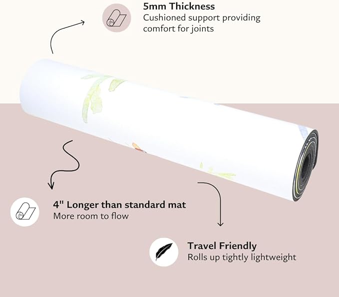 TPE Yoga Mat - Artist Designed, Premium eco friendly mats, Non Slip, Non toxic, Great For Regular & Hot Yoga, Pilates and Workouts (72 inch x 24 inch x 6mm thick)