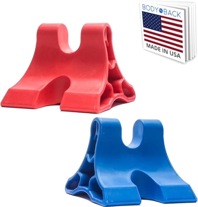 DaVinci Tool Red & Blue -USA Made- Extra Firm Neck Tension Relief & Pressure Point Massage Tool - Occipital Release Tool - Cervical Traction Device- Suboccipital Release Device - Neck Stretcher