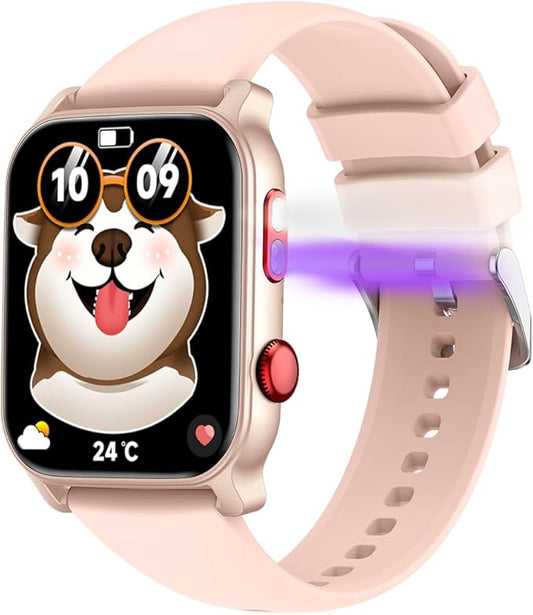 QTLLBT Smart Watch for Men Women 1.83 inch Screen Compatible iOS Android IP68 Waterproof 100+ Sports Bluetooth Fitness Watch Sleep Heart Rate Monitor (Pink)